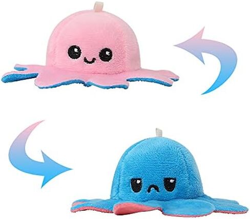 TopGlam Set of 2 Reversible Octopus Keychain for Backpack Bag Key Chain Happy Sad Soft Antistress Plush Cute in Saudi Arabia