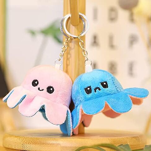 مجموعة Topglam من سلسلة مفاتيح الأخطبوطين القابلة للانعكاس لحقائب الظهر سلسلة مفاتيح Happy Sad Sove Antistress Plush Cute in Saudi Arabia