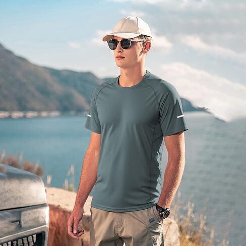 2-Pack Men's Quick-Dry Workout Shirts-Breathable Mesh&Reflective, Sweat-Wicking&Odor-Resistant for Gym, Running/Night in Saudi Arabia