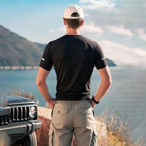 2-Pack Men's Quick-Dry Workout Shirts-Breathable Mesh&Reflective, Sweat-Wicking&Odor-Resistant for Gym, Running/Night in Saudi Arabia