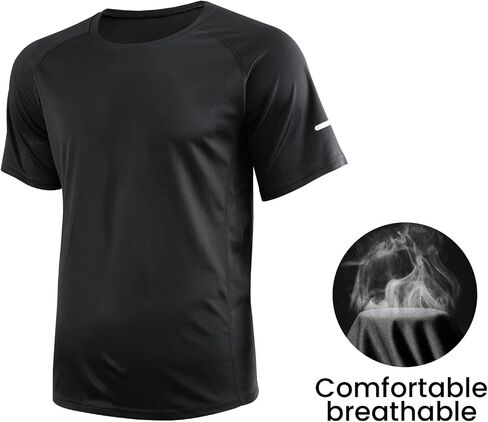 2-Pack Men's Quick-Dry Workout Shirts-Breathable Mesh&Reflective, Sweat-Wicking&Odor-Resistant for Gym, Running/Night in Saudi Arabia