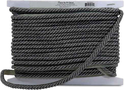 Trims by the Yard Nicholas 3/8" Twisted Lip Cord Metallic Silver | (10 Yard Cut) Trim in Saudi Arabia