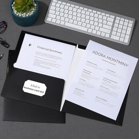 2 مجلدات ورقية لامعة ومغلفة بجيبين، مجلد عرض بحجم حرف كبير، مجلد محفظة بجيبين للوازم المدرسية، مكتب المعلم، المنزل والأعمال (أسود، صندوق مكون من 50 قطعة) in Kuwait