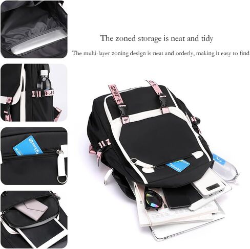 Fashion Men Women Laptop Travel Backpack with USB Port Business Backbag Multifunctional Multi Compartment School bag (Picture 4) in Saudi Arabia