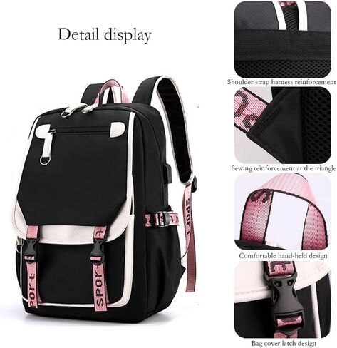 Fashion Men Women Laptop Travel Backpack with USB Port Business Backbag Multifunctional Multi Compartment School bag (Picture 4) in Saudi Arabia
