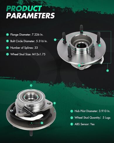 Scitoo 1PC Wheel Bearing and Hub Assemblies OE 515010 1997 1998 1999 2000 for Ford F-150 4WD 4-WHEEL W/ABS AXLE AXLE ASSEMBLIES 5 BOLTS in Saudi Arabia
