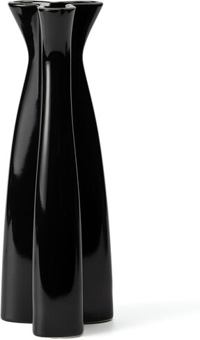 Wild Works Gilda Triangle Ceramic Vase ، المزهريات السوداء ، 10.6 '' HARD TALL HARTIQUE FLOWER ROOM in Saudi Arabia