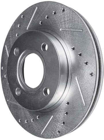 Detroit Axle - Front Brake Kit for 2016-2021 Chevrolet Spark, 10.08" inch Drilled and Slotted Disc Brake Rotors Ceramic Brakes Pads with Hardware 2017 2018 2019 2020 Replacement in Saudi Arabia