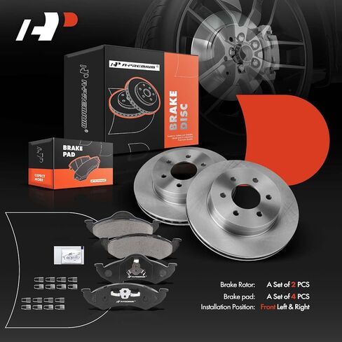 A-Premium 11.29 Inch (287mm) دوارات فرامل القرص المحفورة والاحتوارية + مجموعة منصات السيراميك متوافقة مع موديلات Dodge المختارة-Durango 2000-2002 ، Dakota 2000-2002 ، 6-PC Set in Saudi Arabia