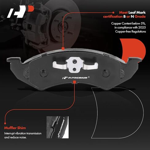 A-Premium 11.29 Inch (287mm) دوارات فرامل القرص المحفورة والاحتوارية + مجموعة منصات السيراميك متوافقة مع موديلات Dodge المختارة-Durango 2000-2002 ، Dakota 2000-2002 ، 6-PC Set in Saudi Arabia