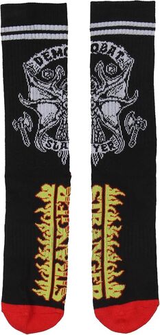 BioWorld Stranger Things Crew Socks ، Stranger Things Demobat Fire Logo Athletic Cushioned Mid-Chalf Socks for Women Men 1 Pair in Saudi Arabia