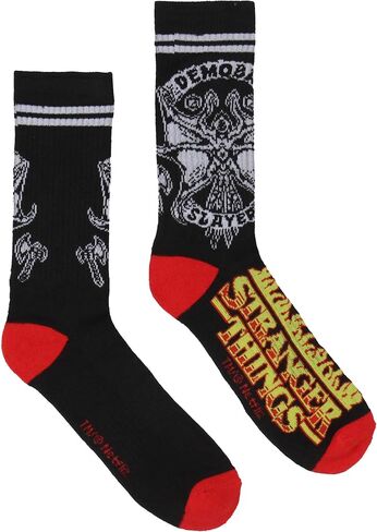 BioWorld Stranger Things Crew Socks ، Stranger Things Demobat Fire Logo Athletic Cushioned Mid-Chalf Socks for Women Men 1 Pair in Saudi Arabia