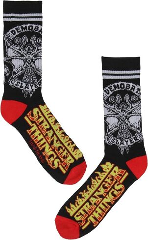 BioWorld Stranger Things Crew Socks ، Stranger Things Demobat Fire Logo Athletic Cushioned Mid-Chalf Socks for Women Men 1 Pair in Saudi Arabia