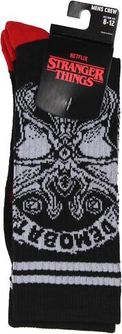 BioWorld Stranger Things Crew Socks ، Stranger Things Demobat Fire Logo Athletic Cushioned Mid-Chalf Socks for Women Men 1 Pair in Saudi Arabia