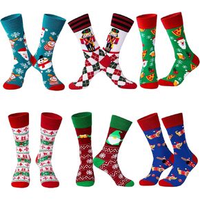 BIRCEN Mens Funny Socks Christmas Socks for Men Women Colorful Fun Novelty Crew Patterned Socks 6 Pairs US 7-13 in Kuwait