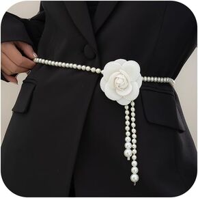 White Large Flowers Pearl Bead Waist Belts for Women Fashion Floral Costume Dress Wedding Belt Bridal Formal Jewelry in Kuwait