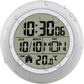 Waterproof Bathroom Clock, Shower Wall Clock, Bathroom Digital Wall Clock, Plastic Frame, Flexible for Hanging, Standing, Waterproof Silent Clock for Living Room, Bedroom,Kitchen, Study(Black) ﻿ in Saudi Arabia