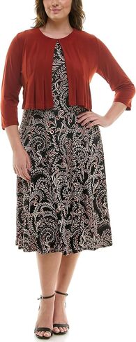 Danny & Nicole womens Solid Cardigan and Printed Dress Set in Saudi Arabia