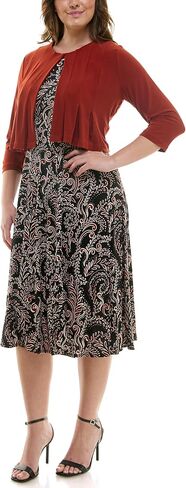 Danny & Nicole womens Solid Cardigan and Printed Dress Set in Saudi Arabia
