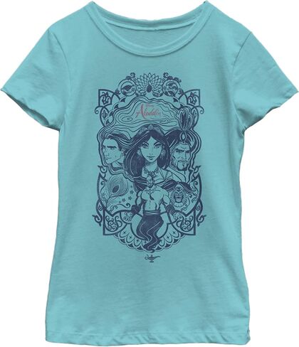Fifth Sun Little, Big Disney Live Action Vintage Aladdin Collage Girls Short Sleeve Tee Shirt in Saudi Arabia