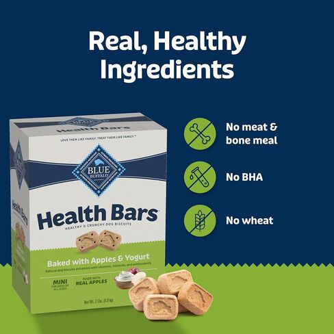 Blue Buffalo Health Bars Mini Crunchy Dog Biscuits, Oven-Baked with Natural Ingredients, Bacon, Egg & Cheese, 16-oz. Bag in Kuwait