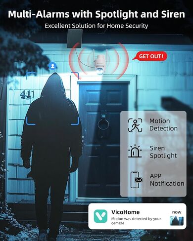 Techage 4G LTE Cellular Solar Security Camera Wireless Outdoor ، 2.5k No WiFi Security Camera with Color Night Vision ، 360 ° PTZ Live View ، Pir Motion Detect in Kuwait