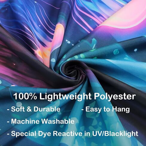 Manicer Blacklight Galaxy Waterfall Neon Tapestry – UV Reactive Glowing Cosmic Spiral Sky Glow in the Dark Nature Fantasy Landscape Wall Art for Bedroom – 70.9" x 90.6" in Kuwait