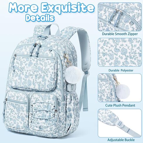 Fimibuke School Backpack for Girls Boys - 3PCS Corduroy Kids Backpack Set with Lunch Box & Pencil Pouch, Lightweight Teen Girls School Bag Laptop Bag Travel Daypack for Elementary Middle High School in Kuwait