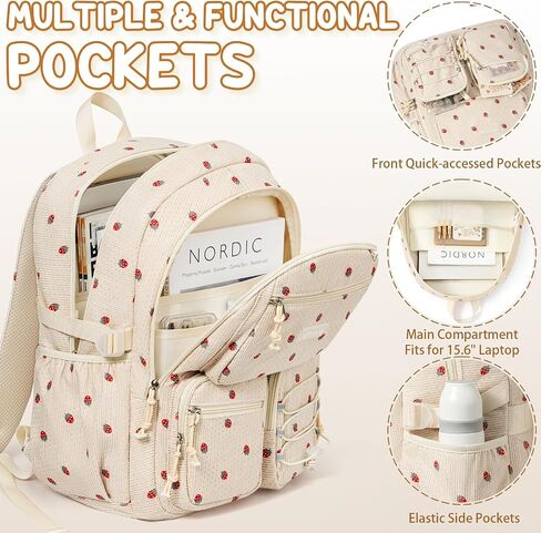 Fimibuke School Backpack for Girls Boys - 3PCS Corduroy Kids Backpack Set with Lunch Box & Pencil Pouch, Lightweight Teen Girls School Bag Laptop Bag Travel Daypack for Elementary Middle High School in Kuwait
