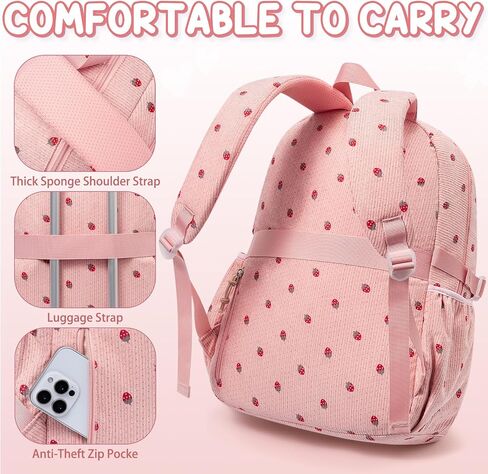 Fimibuke School Backpack for Girls Boys - 3PCS Corduroy Kids Backpack Set with Lunch Box & Pencil Pouch, Lightweight Teen Girls School Bag Laptop Bag Travel Daypack for Elementary Middle High School in Kuwait