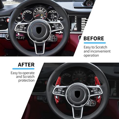 T-Carbon Glass Lives Teadering Paddle Extension Extension متوافق مع Porsche 911 Carrera Turbo ، مجداف التحول المتوافق مع 718 918 Macan Cayenne GT3 ، الأحمر in Kuwait