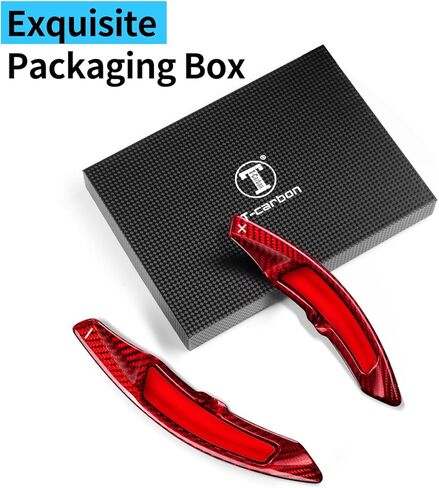 T-Carbon Glass Lives Teadering Paddle Extension Extension متوافق مع Porsche 911 Carrera Turbo ، مجداف التحول المتوافق مع 718 918 Macan Cayenne GT3 ، الأحمر in Kuwait