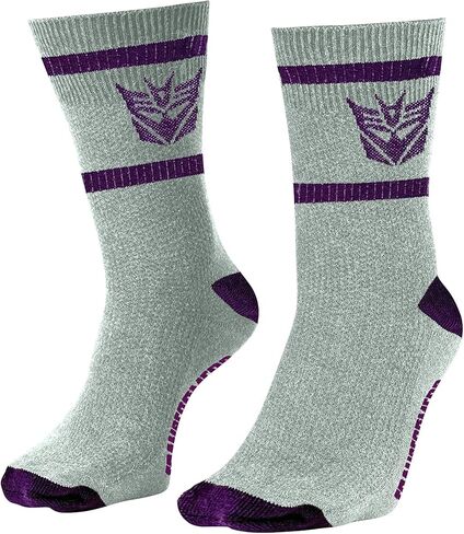 Transformers Decepticons Symbol Grey and Purple 80's Cartoon Officially Licensed Crew Socks in Saudi Arabia