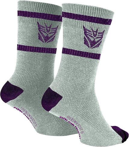 Transformers Decepticons Symbol Grey and Purple 80's Cartoon Officially Licensed Crew Socks in Saudi Arabia