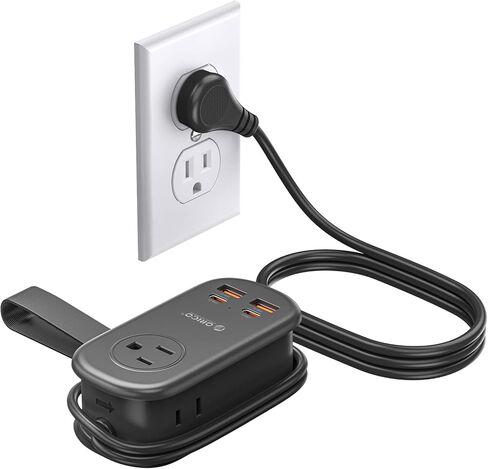 ORICO 65W GaN Travel Power Strip with 7-in-1 Charging Ports (3 AC Outlets/2 USB-A/2 USB-C), Flat Plug and 4FT Extension Cord, Fast Charger for MacBook Pro/Air, iPad Pro, iPhone 15/14/13- White in Saudi Arabia