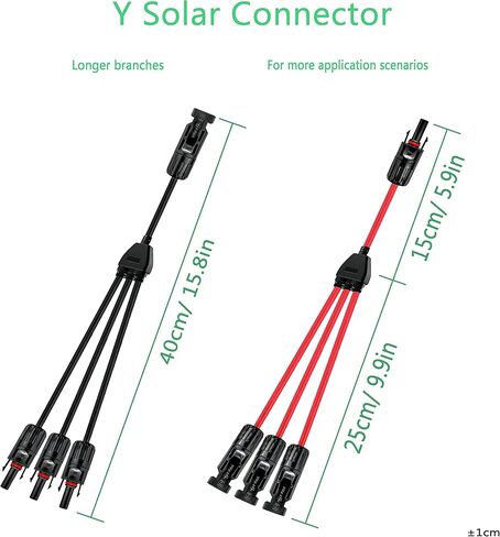 Y Solar Connector,Solar Y Branch Parallel Cable,Solar 1 to 2 Male Female Connector Adapter,10AWG 45A Waterproof IP68 40CM Cable, for Solar Panels,Solar Cells (MFF&FMM,1 Pair) in Saudi Arabia
