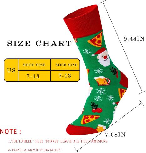 BIRCEN Mens Funny Socks Christmas Socks for Men Women Colorful Fun Novelty Crew Patterned Socks 6 Pairs US 7-13 in Kuwait
