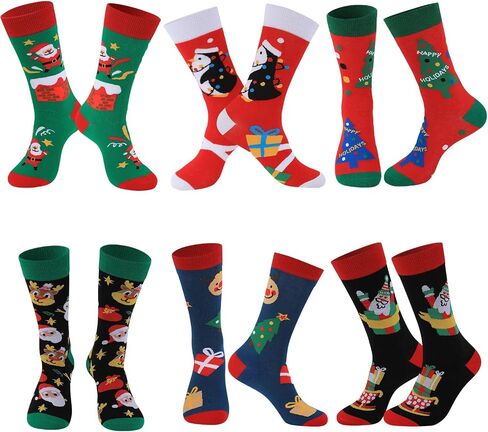 Bircen Mens Socks Funny Socks Socks for Men Women Contlull Fun Crew Crew Softs 6 Bairs US 7-13 in Kuwait