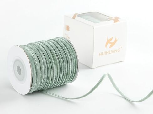 HUIHUANG Dusty Blue Velvet Ribbon 1/8 inch x 50 Yards Thin Velvet Ribbon Single Face Vintage Blue Velvet Ribbon for Gift Wrapping, Christmas Ornaments, Wedding Invitations, DIY Crafts, Tags in Kuwait