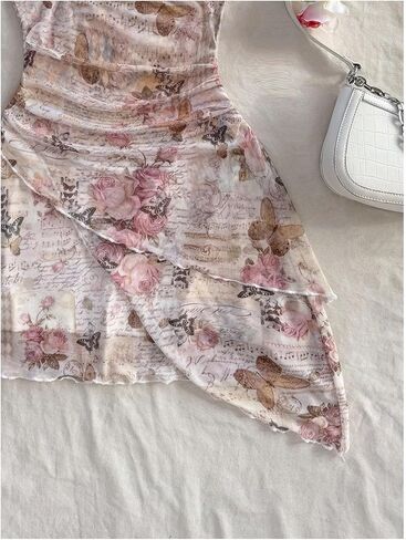 Verdusa Women's Floral Tiered Layered Halter Dress Ruched Backless Mini Dresses in Kuwait