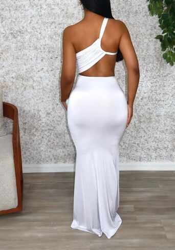 Women Summer Sexy Maxi Halter Dresses Formal Wedding Guest Cocktail Bodycon Ruched Cutout Long Dress in Saudi Arabia