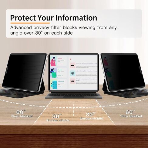 360°Magnetic Privacy Screen for iPad 11th/10th Generation(10.9 Inch, 2022-2025), Removable Anti Blue Light Glare Spy Private Filter, High Sensitive Bubble-Free Easy Install Security Screen Protector in Kuwait