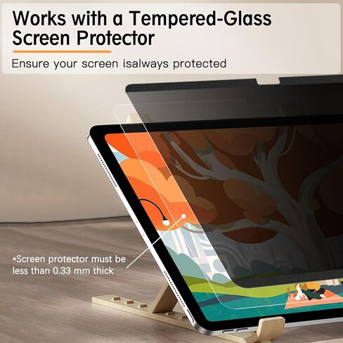 360°Magnetic Privacy Screen for iPad 11th/10th Generation(10.9 Inch, 2022-2025), Removable Anti Blue Light Glare Spy Private Filter, High Sensitive Bubble-Free Easy Install Security Screen Protector in Kuwait
