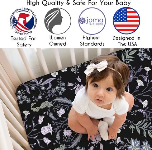 Sweet Jojo Designs Black Purple Boho Wildflower Vintage Finoral Girl Baby Crib Crib Sheet Infant Newborn Nustery Toddler Bed Room Standard Lavender Bohemian Farmhouse Botanical Cottagecore in Kuwait