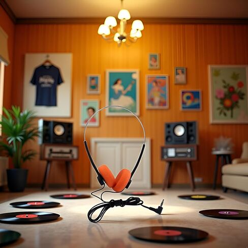 سماعات رأس ريترو على الأذن، سماعات رأس ستيريو سلكية، سماعة رأس Walkman، سماعة رأس محمولة خفيفة الوزن مع عصابة رأس قابلة للتعديل على الأذن وسماعات أذن وإكسسوارات (أسود) in Saudi Arabia
