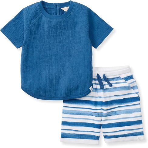 Burt's Bees Baby Baby Boys' Shirt and Pant Set, Top & Bottom Outfit Bundle, 100% Organic Cotton in Saudi Arabia