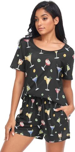 Womens Pajama Sets 2 Piece Loungewear Summer Comfy Short Sleeve Sleepwear Pj Set with Pockets for Home & Casual Wear in Kuwait