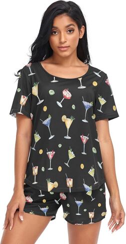 Womens Pajama Sets 2 Piece Loungewear Summer Comfy Short Sleeve Sleepwear Pj Set with Pockets for Home & Casual Wear in Kuwait