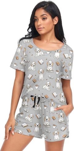 Womens Pajama Sets 2 Piece Loungewear Summer Comfy Short Sleeve Sleepwear Pj Set with Pockets for Home & Casual Wear in Kuwait