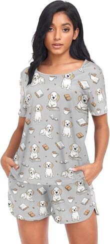 Womens Pajama Sets 2 Piece Loungewear Summer Comfy Short Sleeve Sleepwear Pj Set with Pockets for Home & Casual Wear in Kuwait